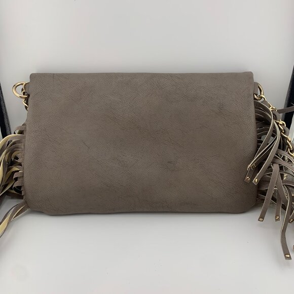 NWT BCBG Paris Taupe Fringe Foldover Crossbody Bag - Picture 14 of 15